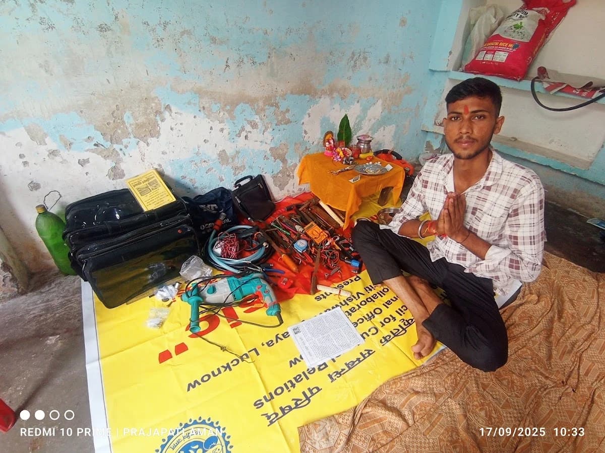 Aman Kumar Prajapati with his professional tools and equipment, ready to serve Lucknow in Lucknow by Prajapati Electrical