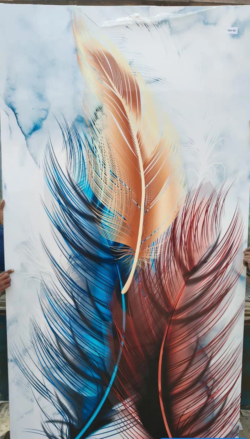 Colourful feather art decorative PVC wall panel for a modern accent wall in Lucknow by Prajapati Electrical